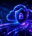 Nuvem digital com escudo e cadeado representando resiliência cibernética e proteção de dados multi-cloud com IBM Storage Defender